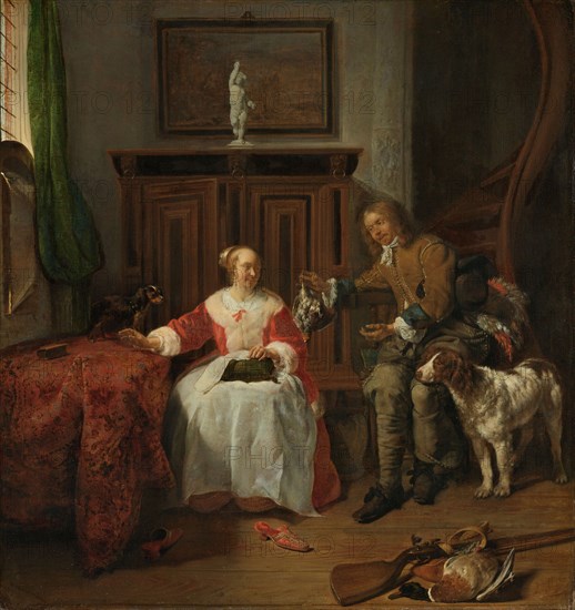 The Hunter’s Present, c.1658-c.1661. Creator: Gabriel Metsu.