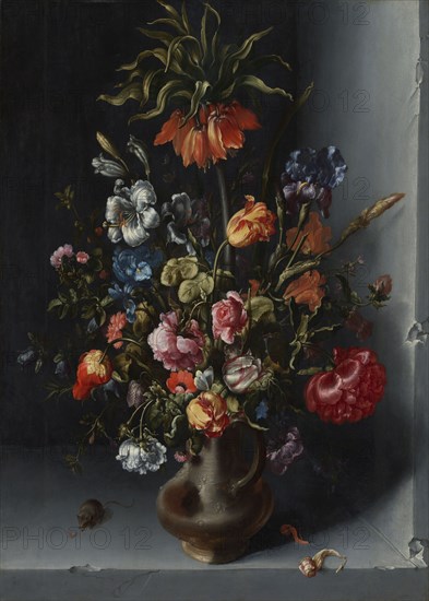 Still life with Kaiser's crown fritillary in a stone niche, 1613.  Creator: Jacob Vosmaer.