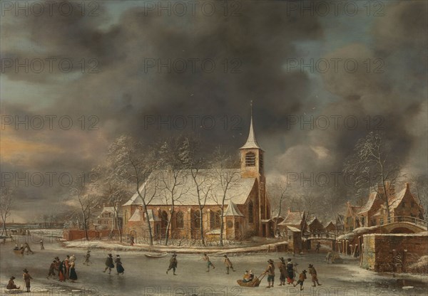 View of the Church of Sloten in the Winter, 1640-1666. Creator: Jan Abrahamsz Beerstraten.