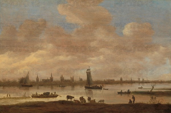 View of an Imaginary Town across a River, with the Tower of Saint Pol in Vianen, 1649. Creator: Jan van Goyen.