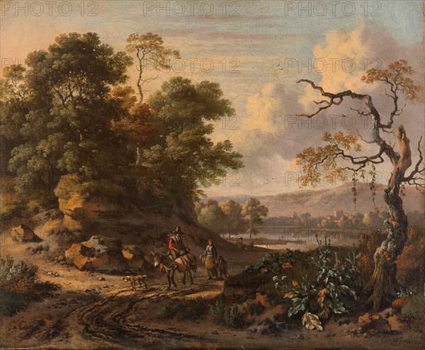 Landscape with a Man Riding a Donkey, 1655-1684. Creator: Jan Wijnants.
