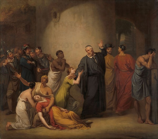 The Voluntary Sacrifice of Reverend Hambroeck on Taiwan, 1662, 1810. Creator: Nicolaas Pieneman.