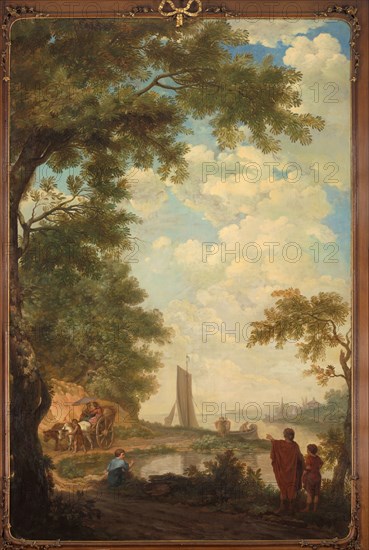 Arcadian landscape with figures by a riverbank, 1771.  Creator: Juriaan Andriessen.