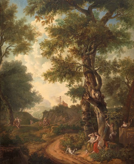 Arcadian landscape with travellers, 1771.  Creator: Juriaan Andriessen.
