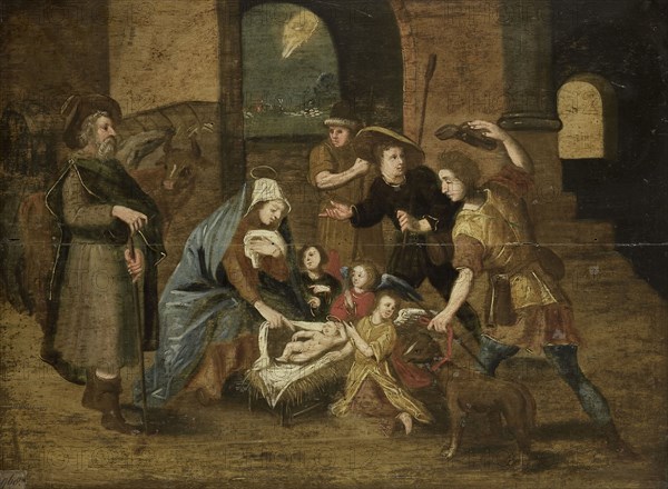 The Adoration of the Shepherds, 1580-1699. Creator: Maerten de Vos (copy after).