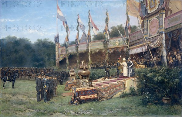 Presentation of the Lombok Cross by Queen Wilhelmina...The Hague, 6 July 1895, (1895).  Creator: Johann Mari Henri ten Kate.