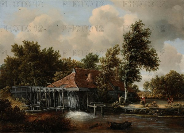 A Watermill, c.1664. Creator: Meindert Hobbema.