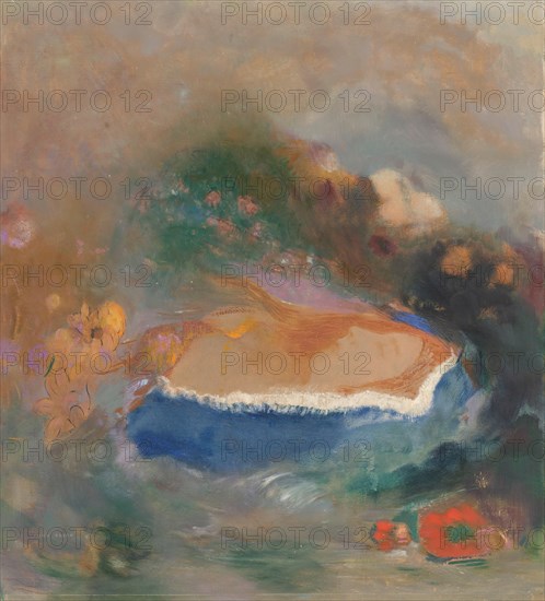 Ophélie, la cape bleue sur les eaux (Ophelia with a Blue Wimple in the Water), 1900-1905. Creator: Odilon Redon.