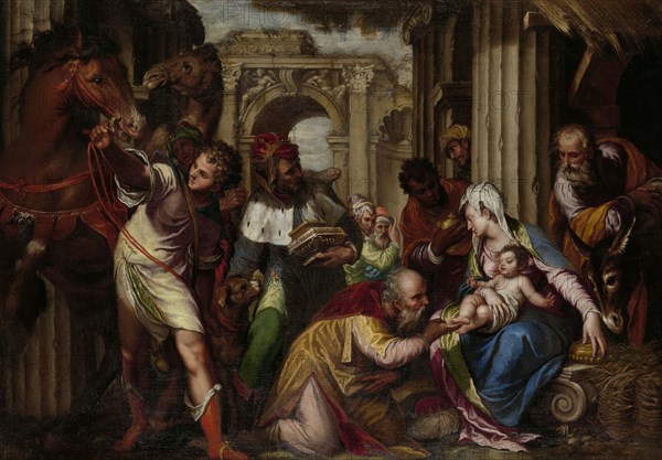 The Adoration of the Magi, c.1585. Creator: Paolo Farinati.