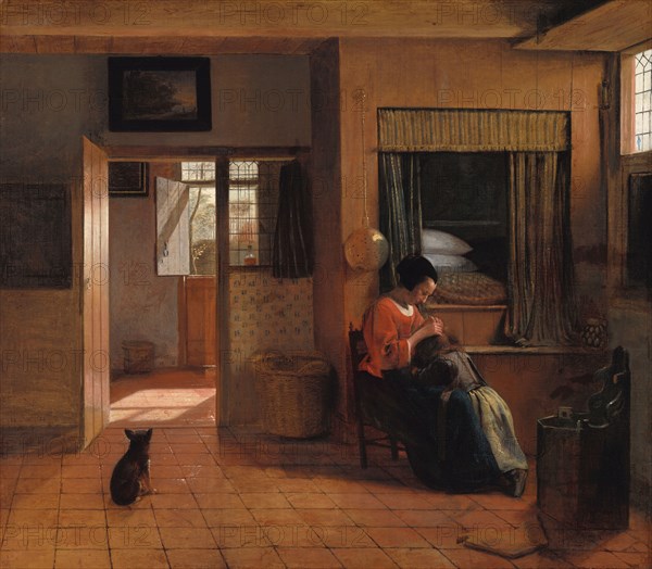 A Mother Delousing her Child’s Hair, Known as ‘A Mother’s Duty’, c.1660-c.1661. Creator: Pieter de Hooch.