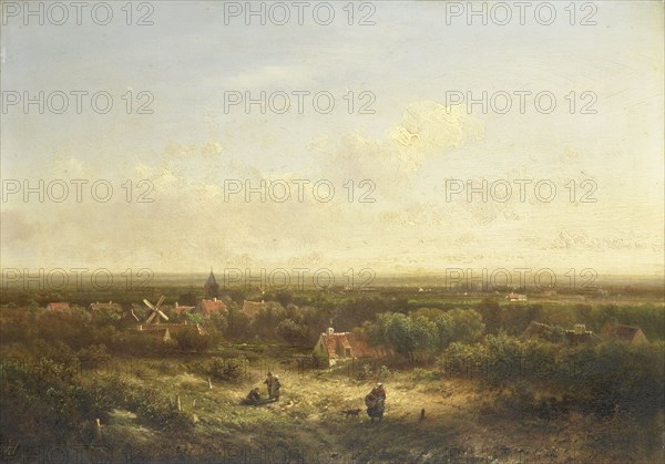 Distant View with a Village, 1840-1900. Creator: Pieter Lodewijk Francisco Kluyver.