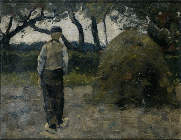 A Farmer standing near a Hay-Stack, 1889. Creator: Richard Roland Holst.