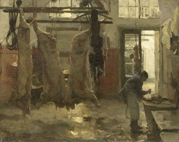 The slaughterhouse, 1880-1900. Creator: Willem Bastiaan Tholen.