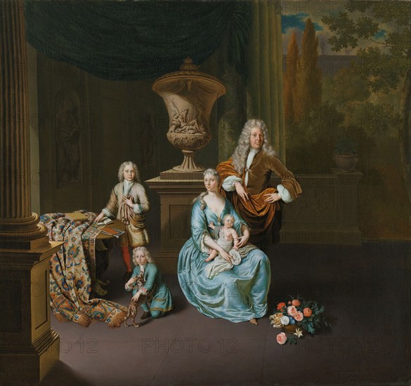 Diederik Baron van Leyden van Vlaardingen...with his Wife...and their Sons..., 1728. Creator: Willem van Mieris.