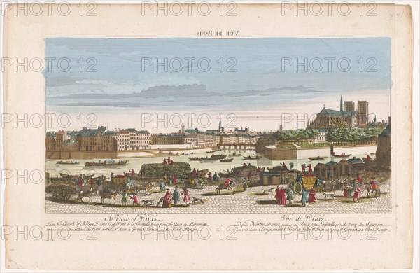 View of the city of Paris seen from the Quai de Miramion, 1749-1799. Creator: Anon.