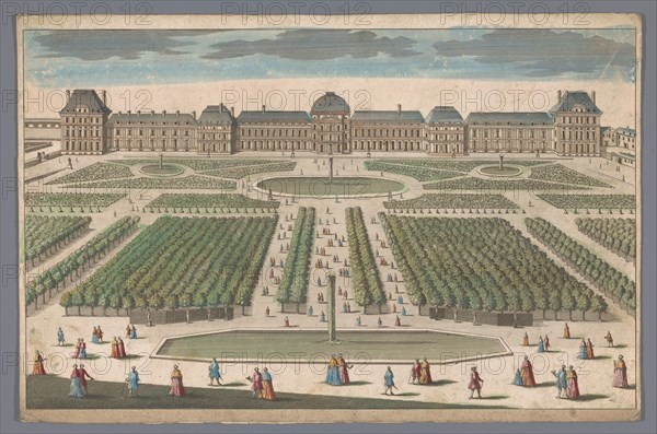 View of the Palais des Tuileries in Paris seen from the Jardin des Tuileries, 1700-1799. Creator: Unknown.