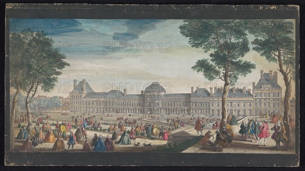 View of the Palais des Tuileries in Paris seen from the Jardin des Tuileries, c.1691-after 1753. Creator: Jacques Rigaud.