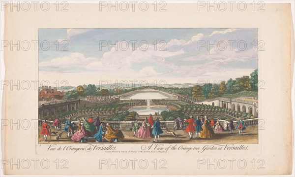 View of the orange trees in front of the Orangerie of the Palace of Versailles, 1700-1761. Creator: Unknown.