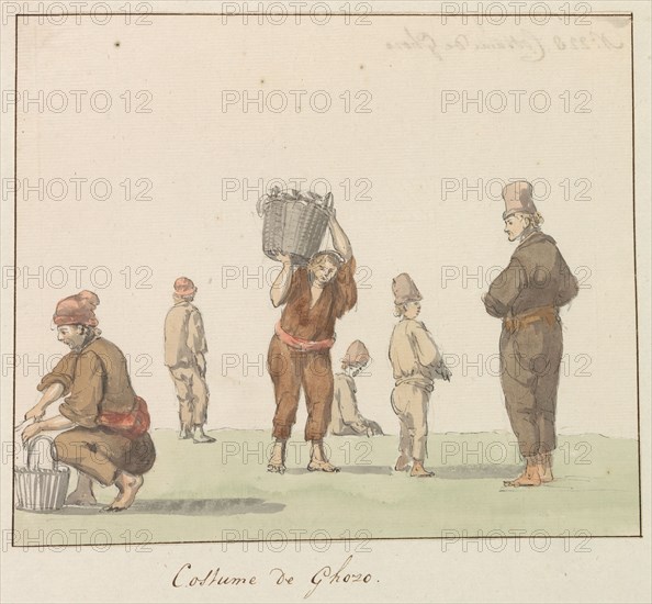 Traditional costumes of the island of Gozo, 1778. Creator: Louis Ducros.