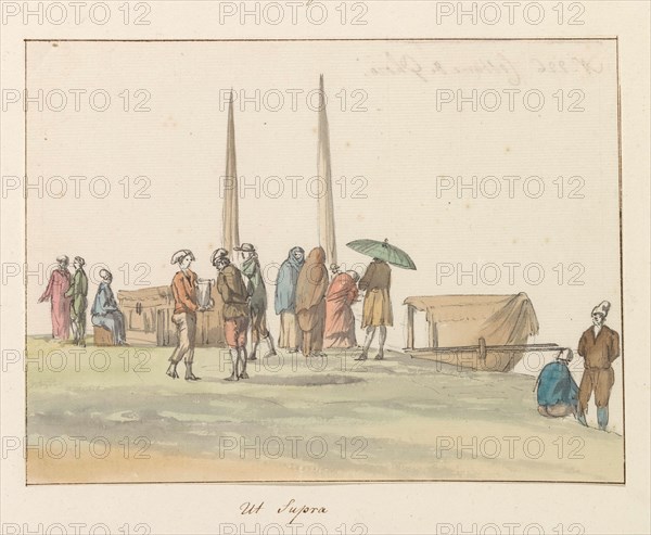 Traditional costumes of the island of Gozo, 1778. Creator: Louis Ducros.