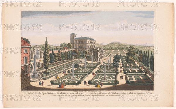 View of the Giardini Vaticani in Vatican City, 1750. Creator: Thomas Bowles.