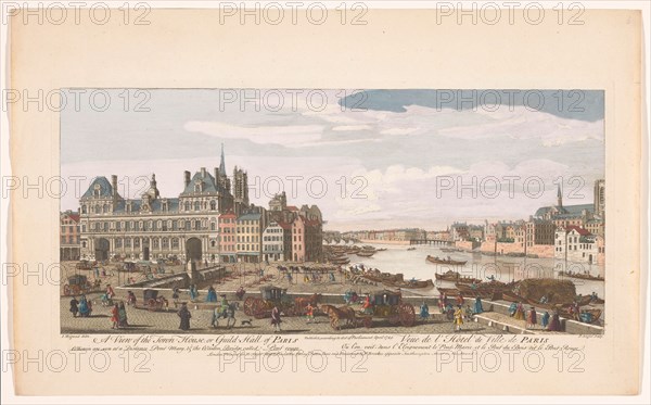 View of the Town Hall and the River Seine in Paris, 1749. Creator: Paul Angier.