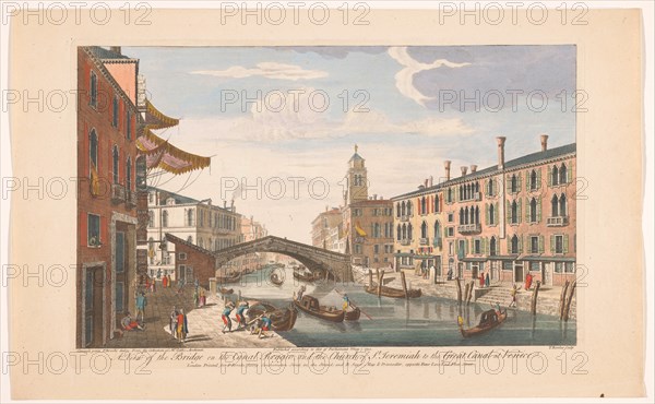 View of the Ponte delle Guglie over the Canale di Cannaregio in Venice, 1750. Creator: Thomas Bowles.