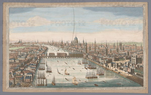 A general view of the city of London, next the river Thames', 1751. Creator: Thomas Bowles.