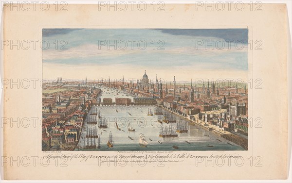 A general view of the city of London, next the river Thames', 1751. Creator: Thomas Bowles.