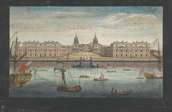 View of Greenwich Hospital on the River Thames at Greenwich, 1751. Creator: John June.