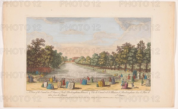 View of the canal in Saint James's Park in London, seen from the Horse Guards Parade, 1753. Creator: Stevens.