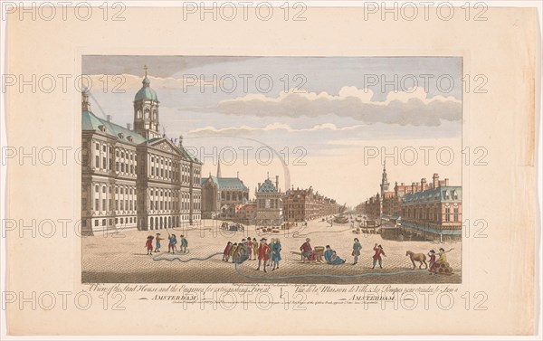 View of the City Hall in Amsterdam with firefighters on Dam Square, 1752. Creator: Unknown.