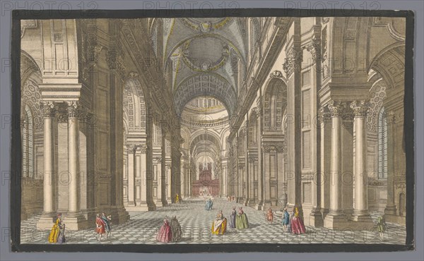 View of the interior of Saint Paul's Cathedral in London, 1753. Creator: Johann Michael Muller.