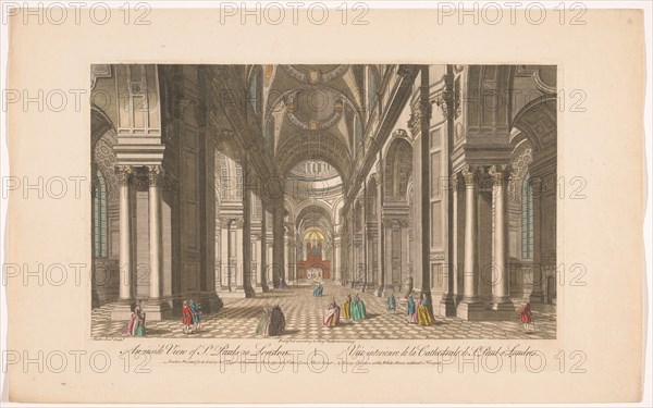 View of the interior of Saint Paul's Cathedral in London, 1753. Creator: Johann Michael Muller.