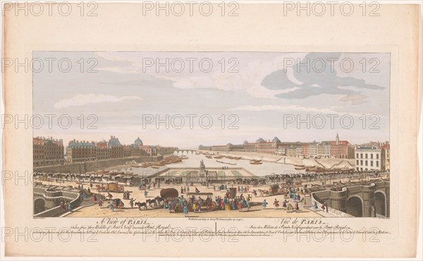View of the Pont Neuf over the River Seine in Paris, looking towards the Pont Royal, 1749. Creator: Remigius Parr.