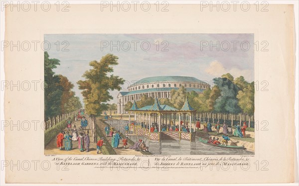 View of the Rotunda and the Chinese Pavilion on the Canal in London's Ranelagh Gardens..., 1752. Creator: Charles Grignion.