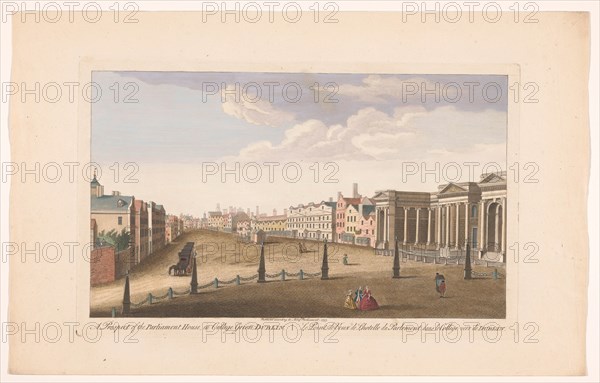 View of the House of Parliament on College Green Square in Dublin, 1753. Creators: Fabr. Parr, James Mason.