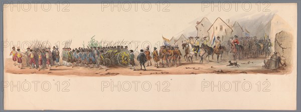 Historical parade at the second centenary of the Utrecht University, 1836 (plate 10), 1837. Creator: Victor Adam.