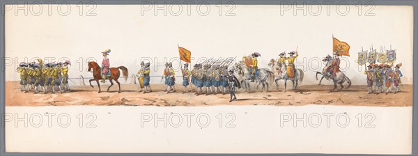 Historical parade at the second centenary of the Utrecht University, 1836 (plate 7), 1837. Creator: Victor Adam.