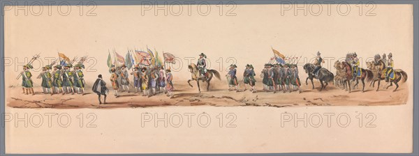 Historical parade at the second centenary of the Utrecht University, 1836 (plate 9), 1837. Creator: Victor Adam.