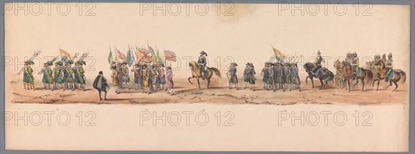 Historical parade at the second centenary of the Utrecht University, 1836 (plate 9), 1837. Creator: Victor Adam.