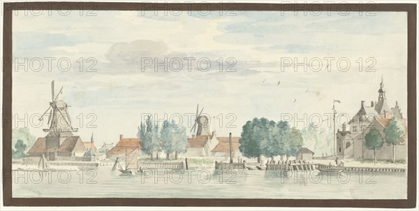 View of Dordrecht with the Rietdijkspoort and Windmills, 1744. Creator: Aert Schouman.
