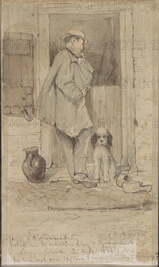 Son Felix by the half-door of the Snepenschrik summer house, 1864.  Creator: Johannes Tavenraat.