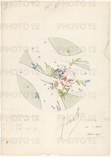 Design for a dessert plate, part of a porcelain service for Piilivuyt, c.1889-c.1890. Creator: Jules-Auguste Habert-Dys.