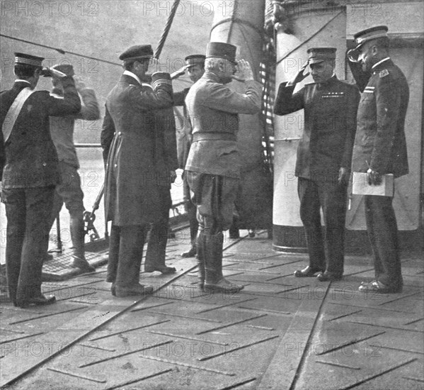 'Du Bosphore a L'Adriatique; Le general autrichien Pflanzer Baltin recu a bord du navire..., 1918. Creator: Unknown.