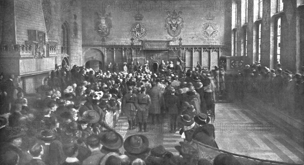 'En Belgique delivree; La reception des souverains belges, le 12 novembre 1918. a l'hotel..., 1918. Creator: Unknown.