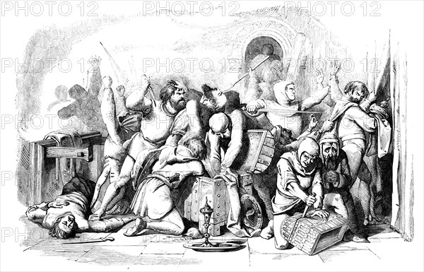 The Firing and Sacking of the Synagogue, 1857. Creator: Unknown.