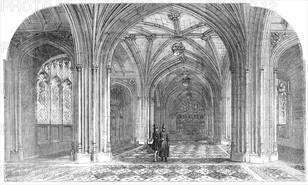 The New Houses of Parliament - the Peers' Private Entrance, 1857. Creator: Unknown.