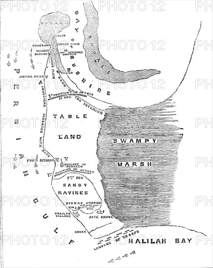 Plan of the Operations against Bushire, 1857. Creator: Unknown.