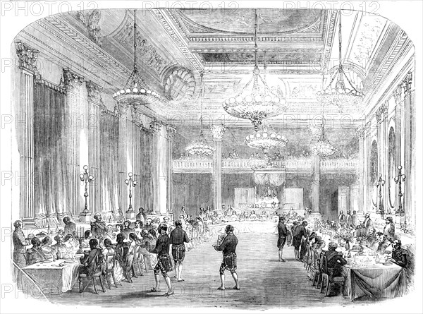 Grand Banquet to the Knights of St. Patrick, in Dublin Castle, 1857. Creator: Unknown.
